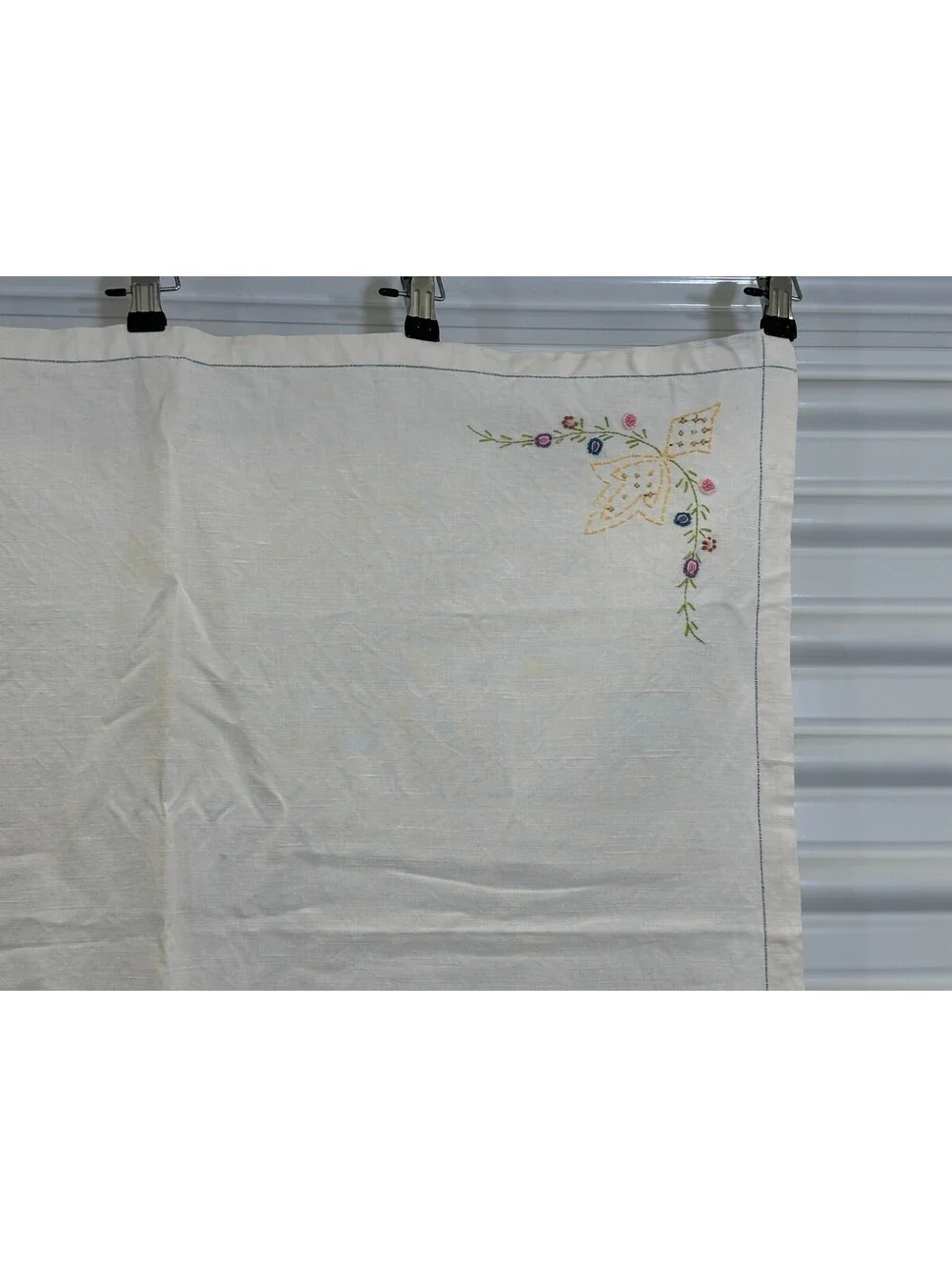 Hand Embroidered Flowers Floral Card Table Tablecloth Topper 29